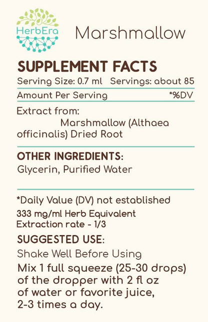 HerbEra Marshmallow B60 Alcohol-Free Herbal Extract Tincture (2 fl oz)