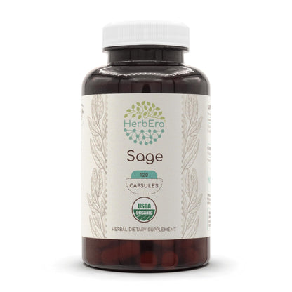 HerbEra Sage USDA Organic 120 Capsules | Organic Sage Supplement