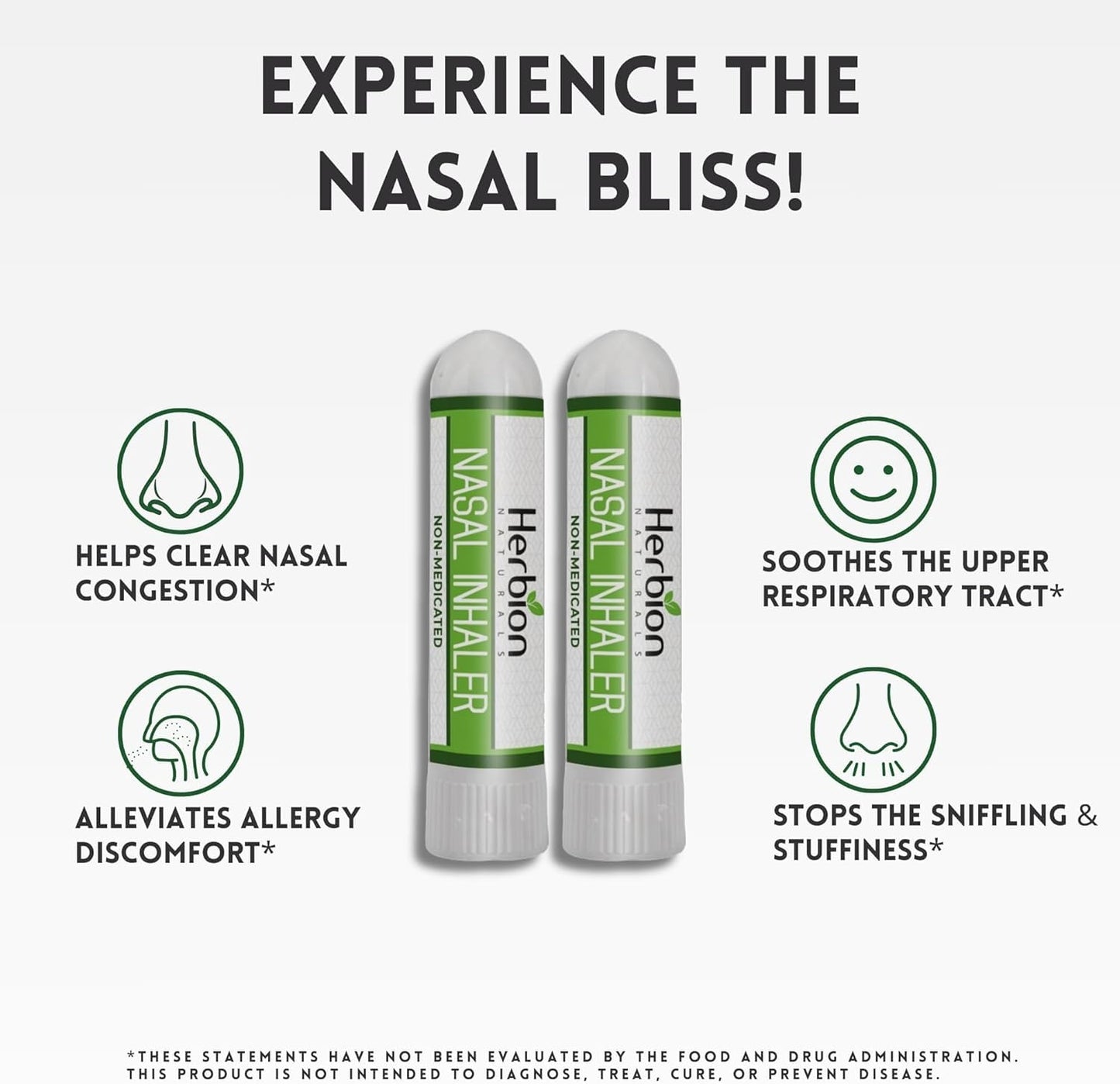 HERBION Naturals Nasal Inhaler - Non-Medicated Essential Oil Relief for Congestion & Sinus Pressure (Pack of 2)
