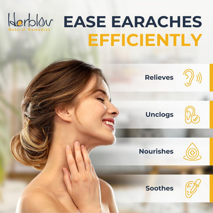 Herblov Organic Ear Oil for Ear Infections | Natural Eardrops for Swimmer's Ear & Wax Removal