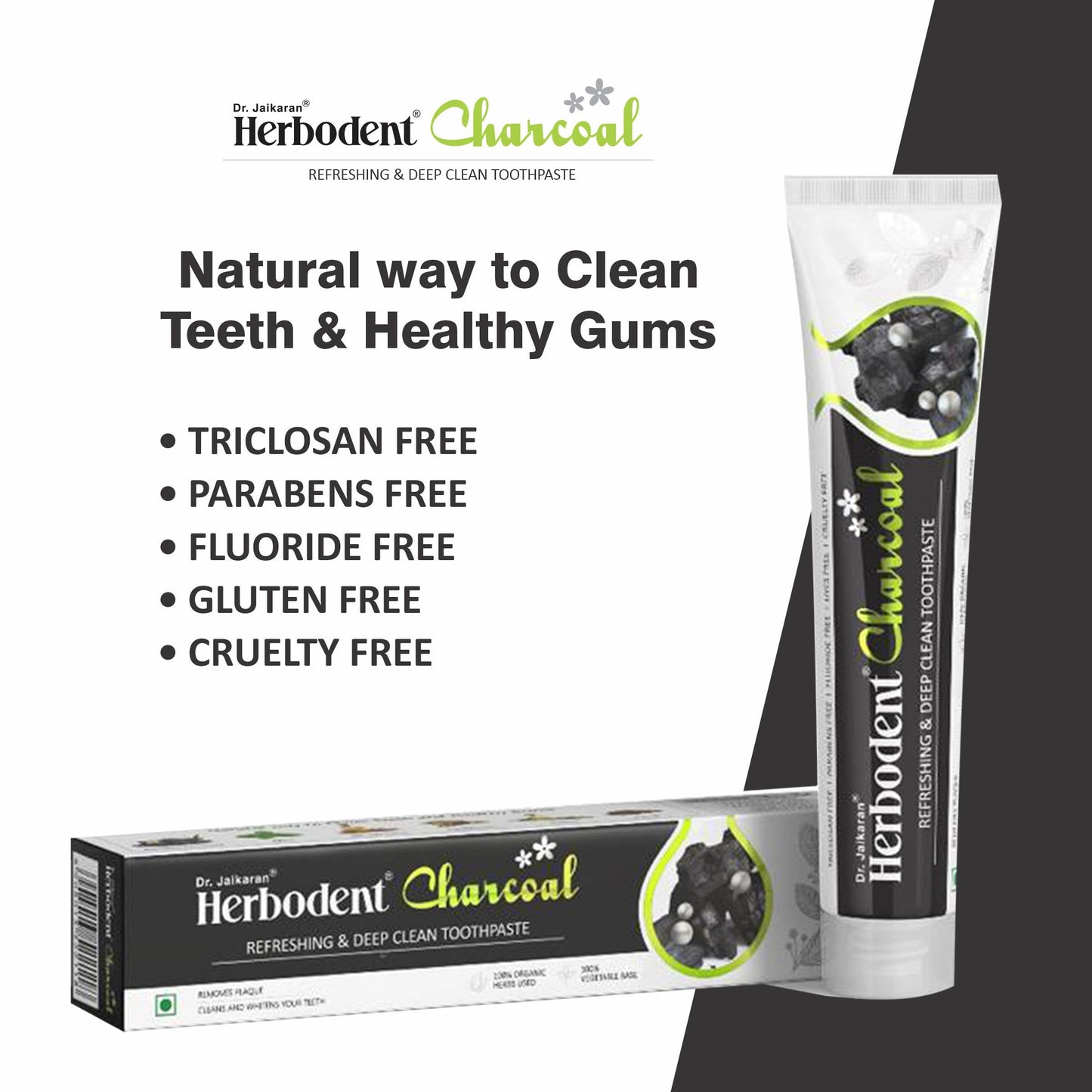 Herbodent Charcoal Toothpaste – 6.53 Oz Pack of 2 | Whitens Teeth & Fresh Breath | No Bleach, No Fluoride