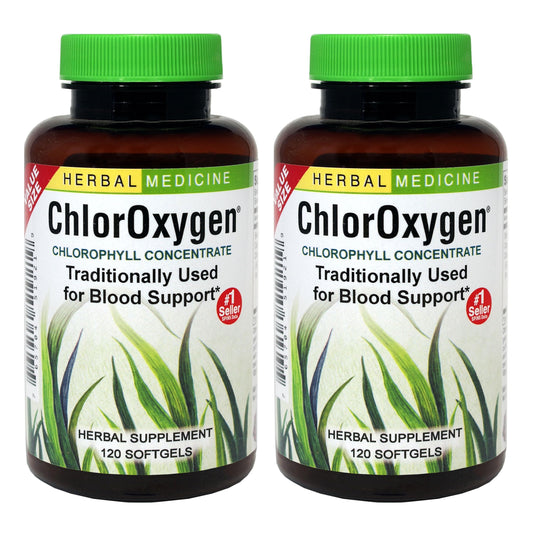 Herbs Etc. ChlorOxygen Chlorophyll Concentrate – Blood Circulation & Altitude Support | 120 Softgels (2 Pack)