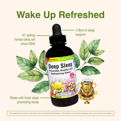 Herbs Etc. Deep Sleep - Natural Herbal Sleep Aid (Non-Habit Forming) 4 oz Liquid Extract - 2 Pack