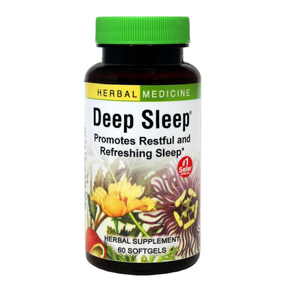 Herbs Etc. Deep Sleep Softgels – Herbal Sleep Support with Passionflower, Chamomile & Lemon Balm (60 Softgels)