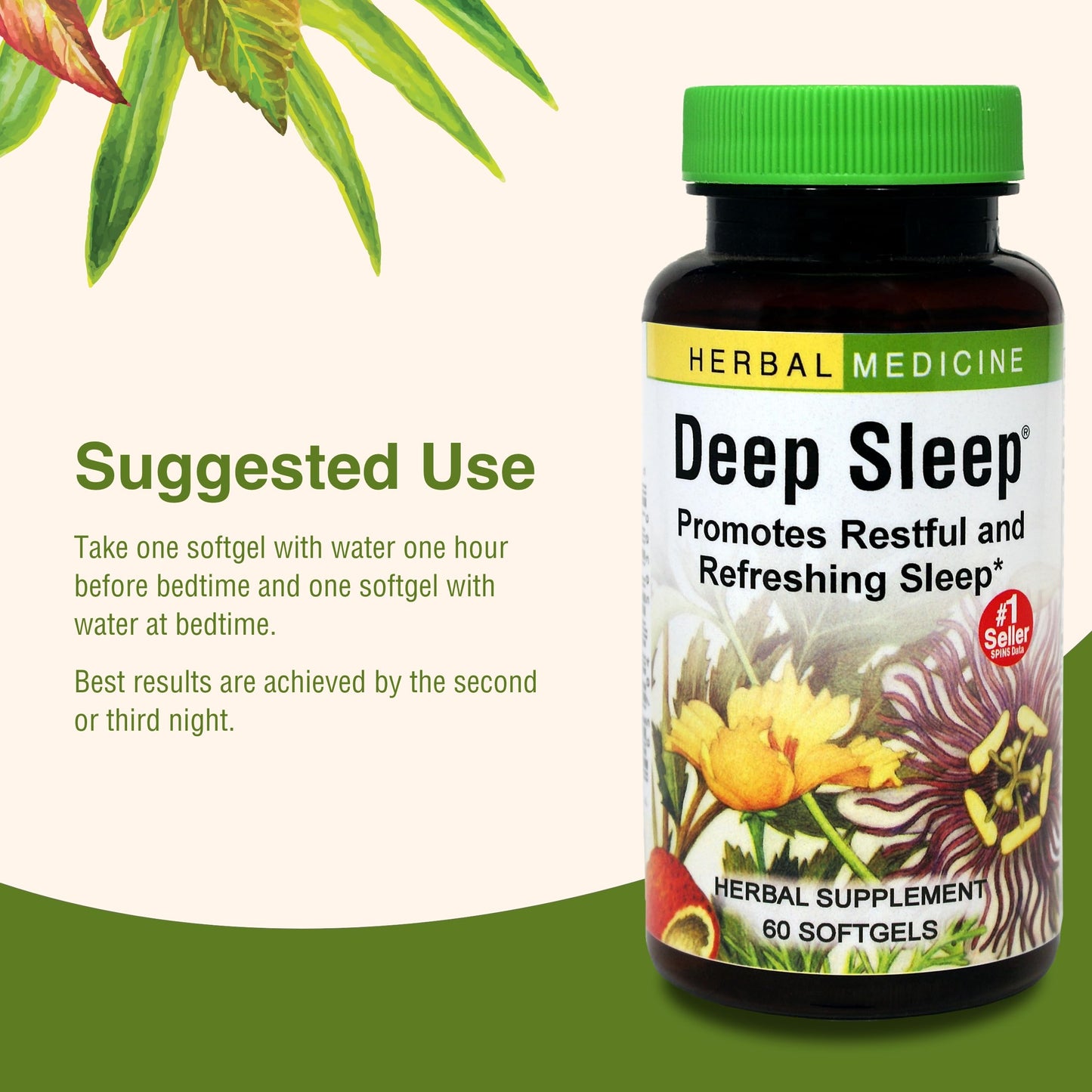 Herbs Etc. Deep Sleep Softgels – Herbal Sleep Support with Passionflower, Chamomile & Lemon Balm (60 Softgels)