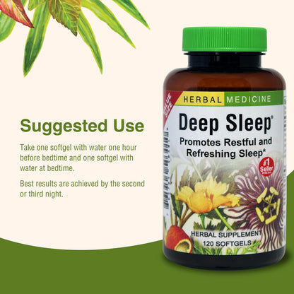 Herbs Etc. Deep Sleep Softgels – Herbal Sleep Support with Passionflower, Chamomile & Lemon Balm – 120 Softgels (2 Pack)