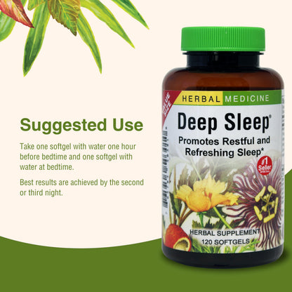 Herbs Etc. Deep Sleep Softgels – Herbal Sleep Support with Passionflower, Chamomile & Lemon Balm | 120 Softgels