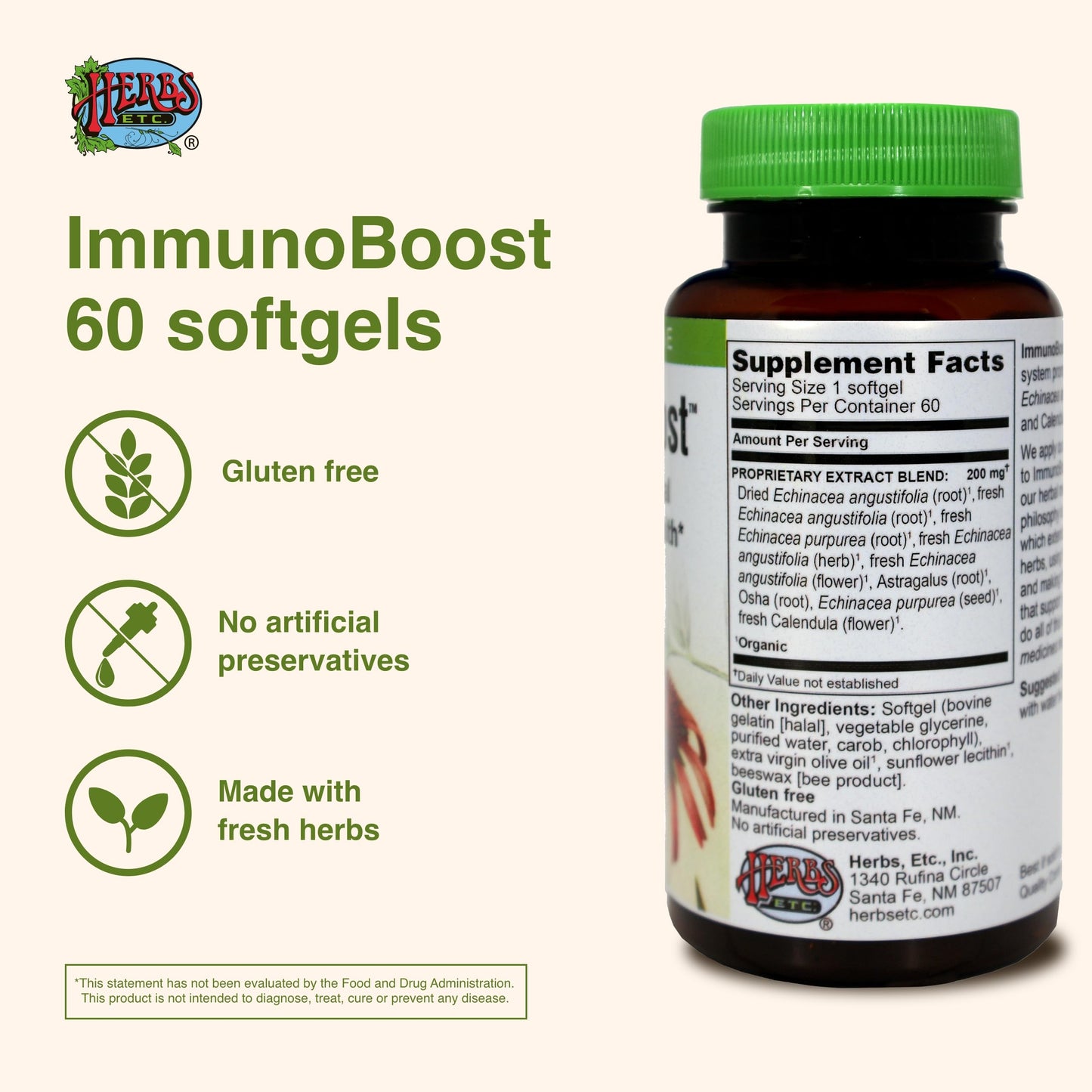 Herbs Etc. Immunoboost - Immune Support Herbal Supplement (Gluten-Free) 60 Softgels