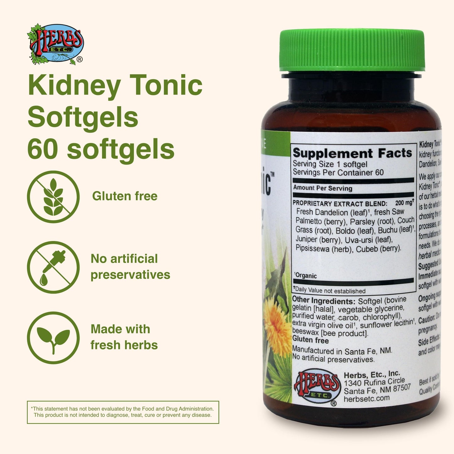 Herbs, Etc. Kidney Tonic Softgels – Natural Kidney Support (60 Servings)