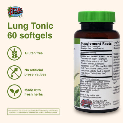 Herbs Etc. Lung Tonic - Lung & Respiratory Support - 60 Softgels