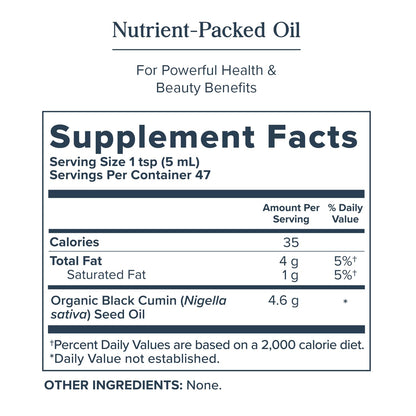 HERITAGE STORE Organic Black Seed Oil – Cold-Pressed Nigella Sativa, Thymoquinone, Vegan 8oz