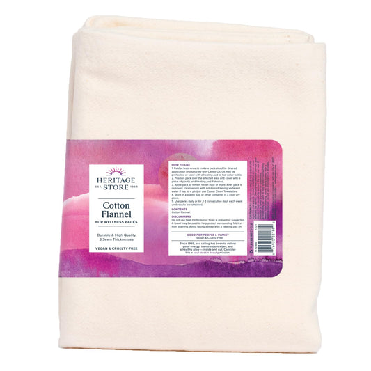 HERITAGE STORE Cotton Flannel Castor Oil Pack Wrap 13x15in – Soft, Reusable, Vegan & Cruelty-Free