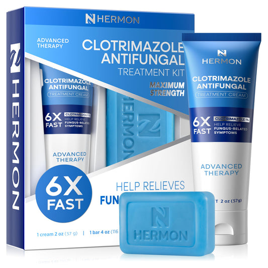 Hermon Clotrimazole Antifungal Treatment Kit – Cream & Soap for Athlete's Foot, Ringworm & Jock Itch