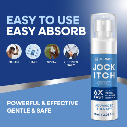 Hermon Jock Itch Spray for Men — Extra Strength, Soothing Liquid (2.02 Fl Oz)