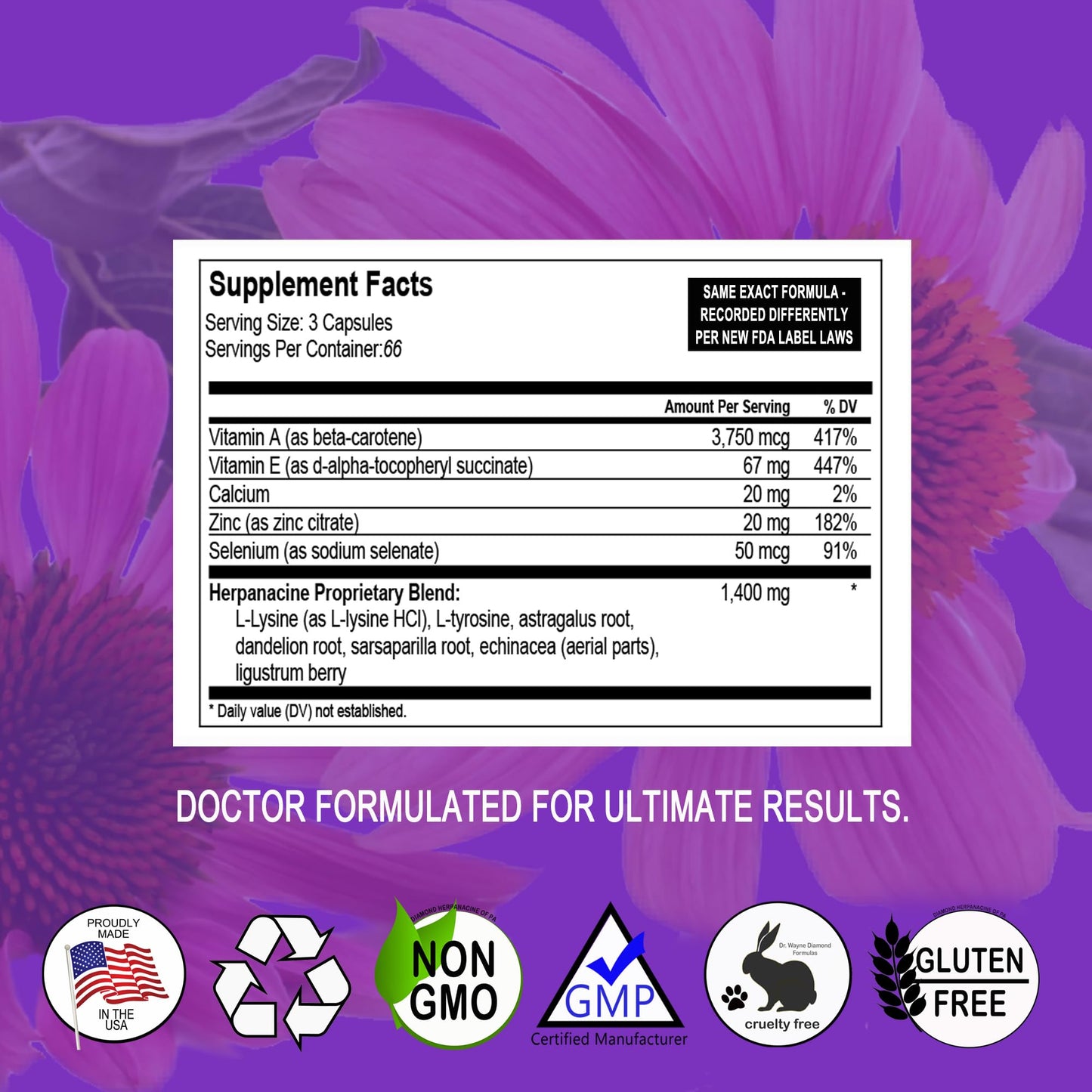 Herpanacine Diamond – Natural Skin Care & Immune Support (200 Count)