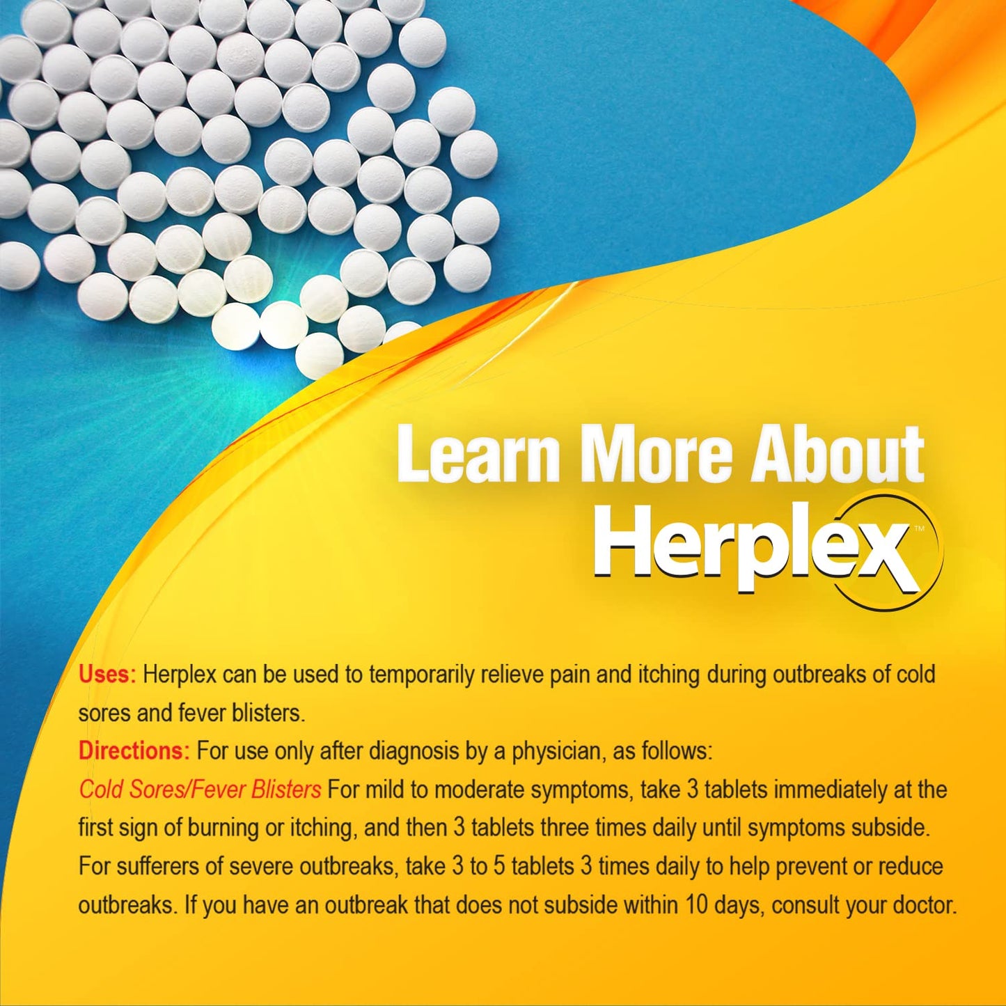 Herplex Premium Tablets | OTC Cold Sore Relief, Homeopathic Formula – 120 Tablets
