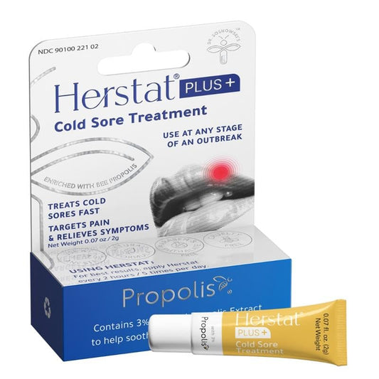 Herstat+ Cold Sore Treatment 2g with 3% Propolis – Fast Acting Lip & Fever Blister Relief