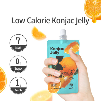 Hethstia Orange Konjac Jelly with Collagen – 10 Pouches | Keto, Sugar-Free, Gluten-Free, Vitamin C
