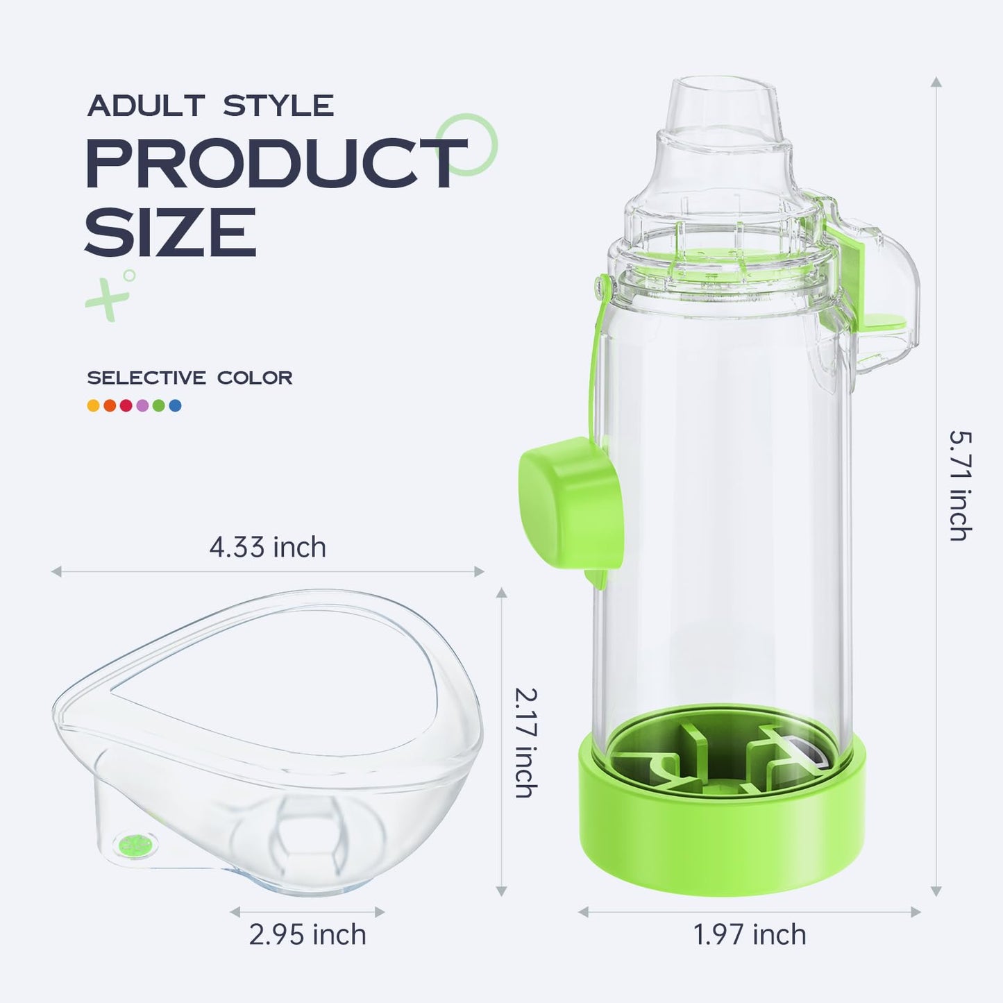 HEWEJA NESSI OTC Spacer – Handheld Inhaler Spacer for All Ages (Green Adult) | Anti-Static, Portable & Easy to Clean