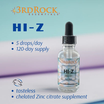3rd Rock Essentials HI-Z Zinc Immune Support – Liquid Zinc Supplement (1 oz, 120 Servings)