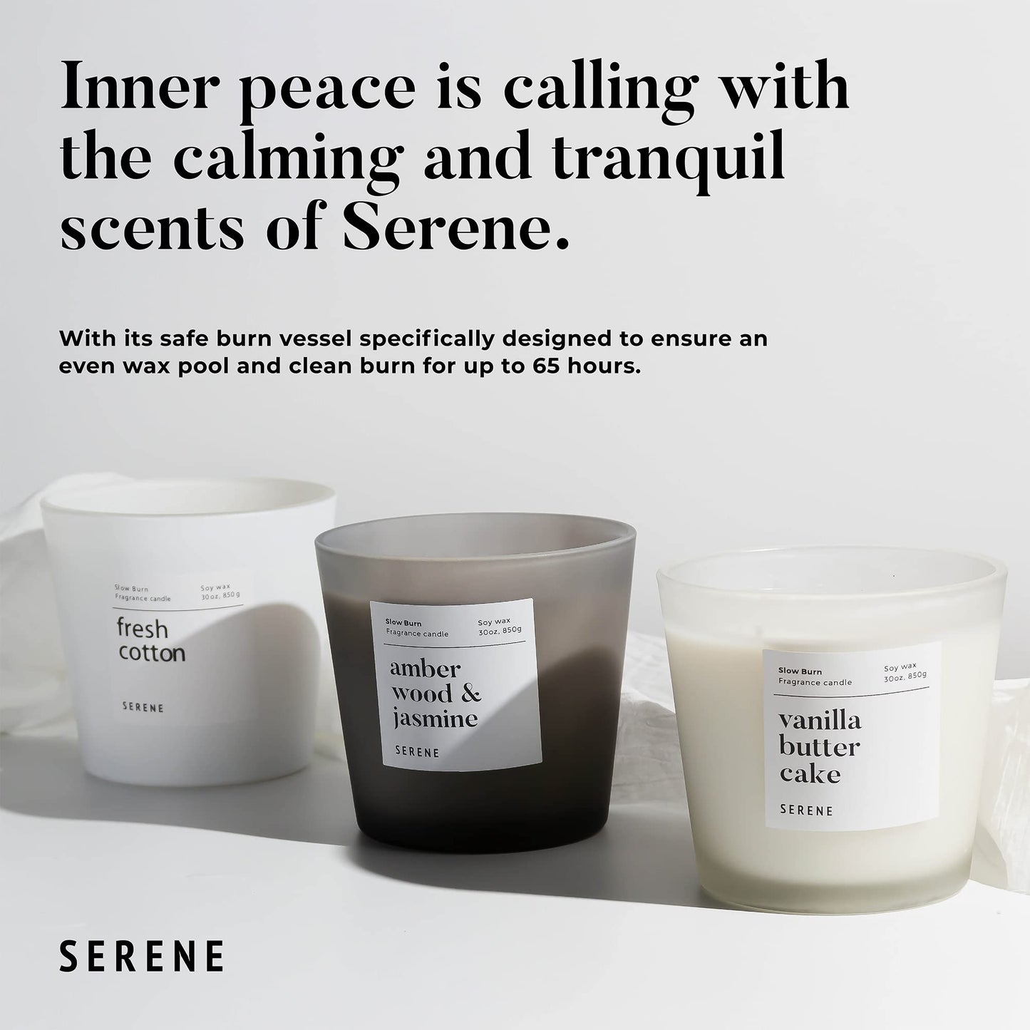 Hidden Label Large Scented Candle – Sandalwood & White Musk, 30oz 3-Wick, Huge Slow Burn Soy