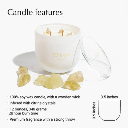 Hidden Label Healing Crystal Candle – Citrine Energy, Wood Wick, 12oz