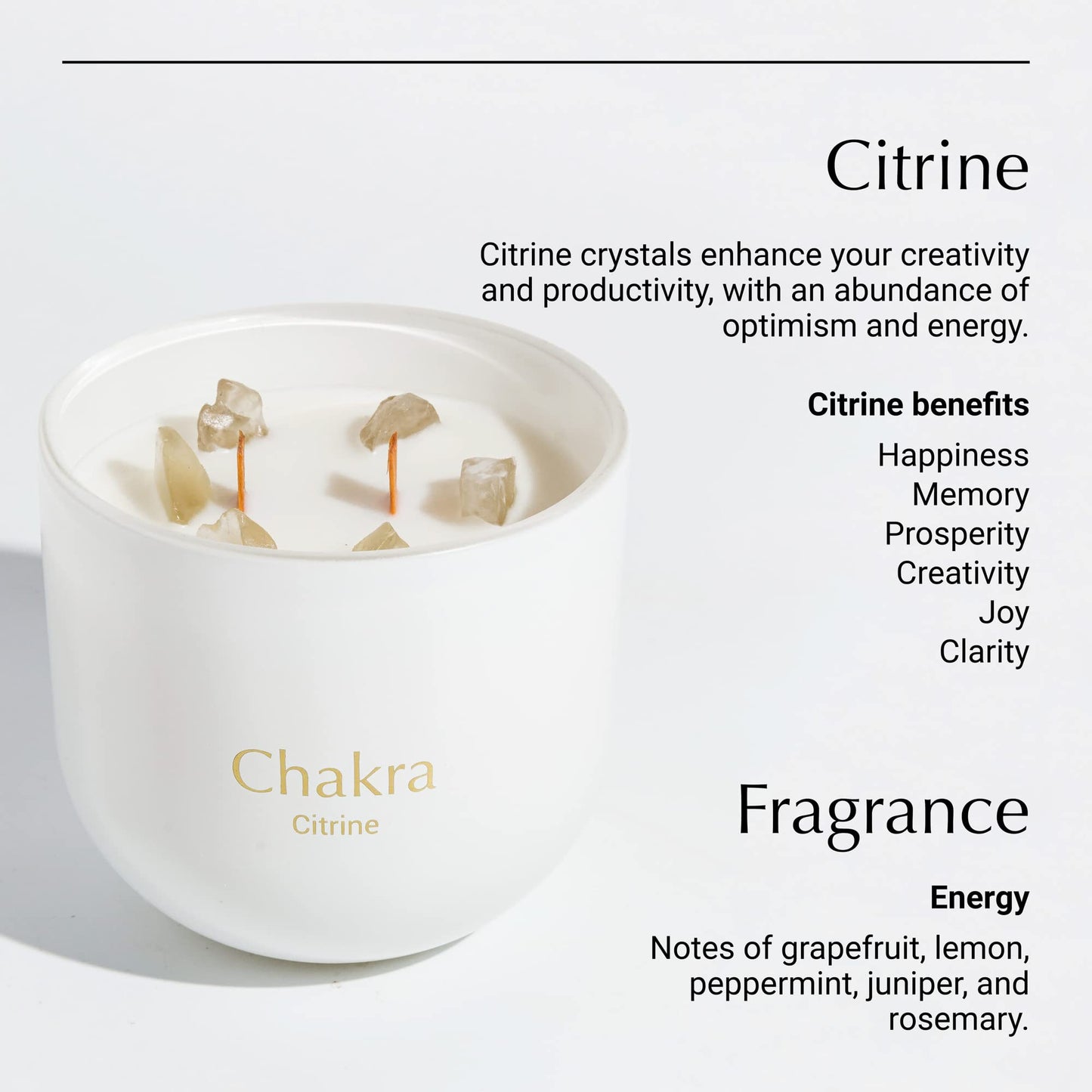 Hidden Label Healing Crystal Candle – Citrine Energy, Wood Wick, 12oz