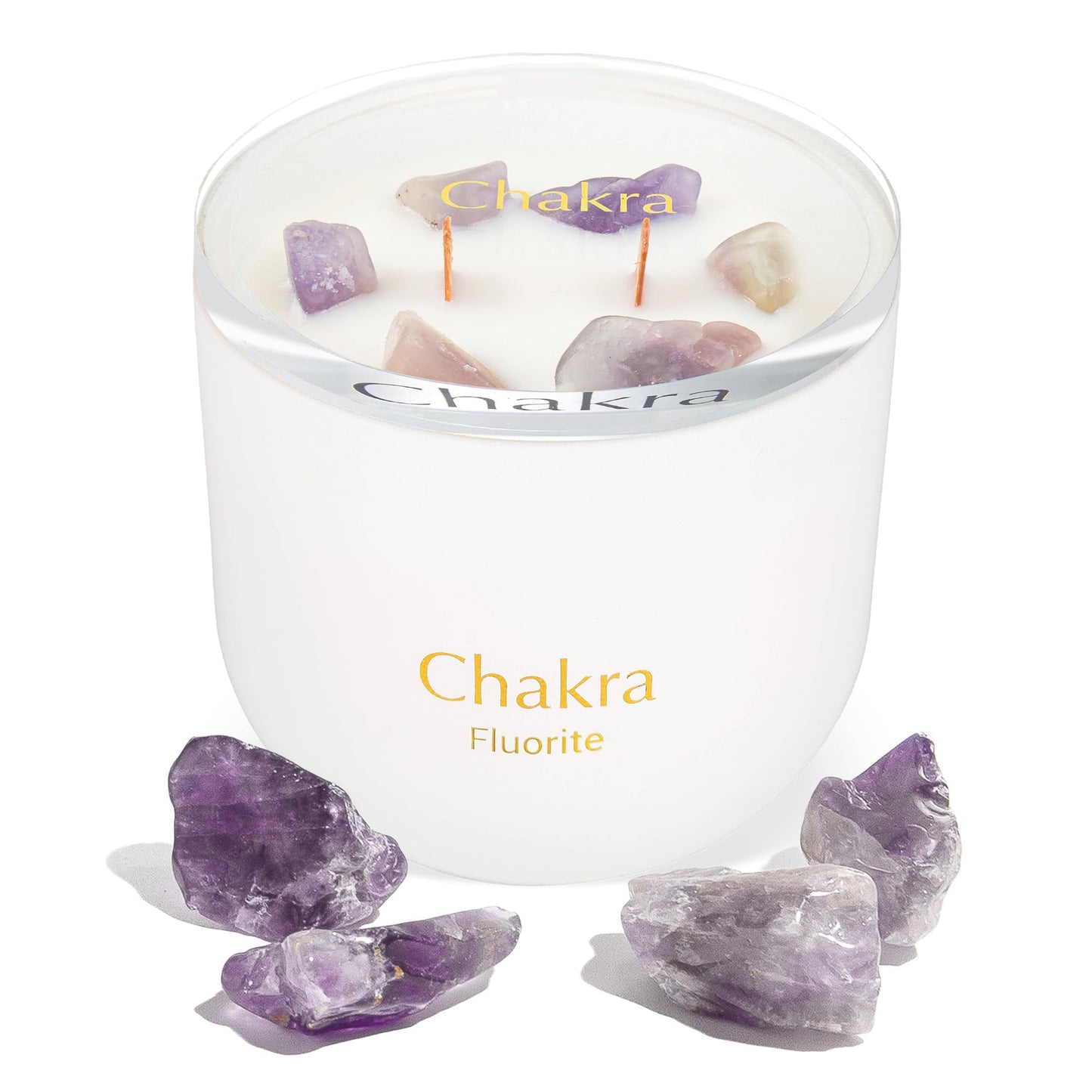 Hidden Label Healing Crystal Candle – Pear Ginger, Wood Wicks, Real Crystals, 12oz