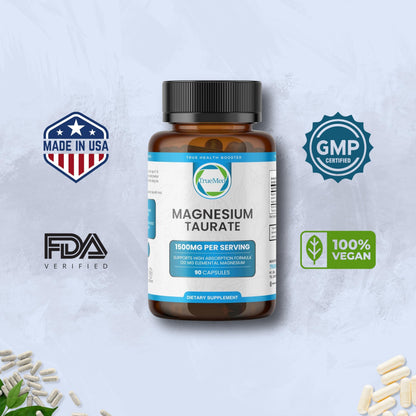 Magnesium Taurate 1500 mg – 90 Capsules | Sleep & Heart Health | 30-Day Supply