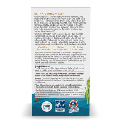 Nordic Naturals Ultimate Omega 2X Teen – Strawberry, 60 Mini Soft Gels | 1120 mg Omega-3 (EPA & DHA) | Non-GMO | 30 Servings
