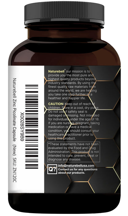 High Potency Zinc Picolinate 100mg - 240 Capsules | Immune Support & Skin Health | Non-GMO & Gluten Free