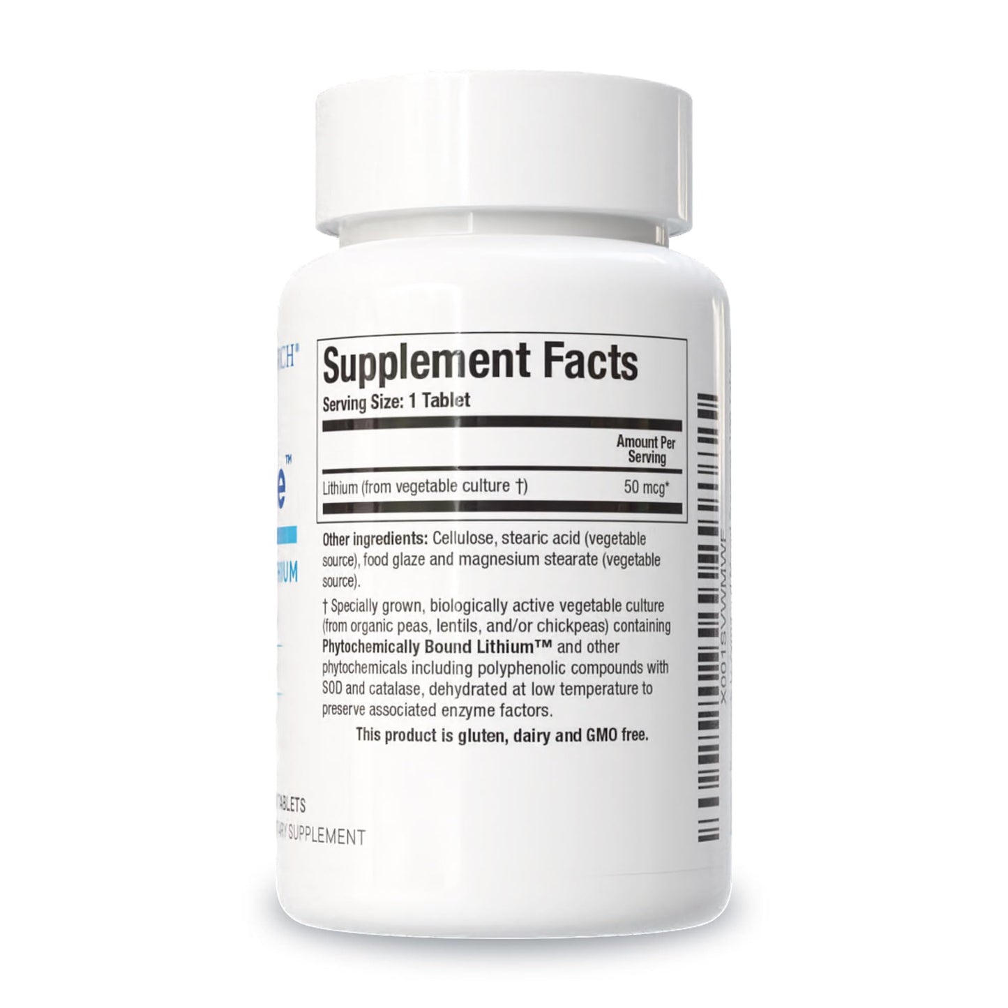 Biotics Li Zyme 50 mcg Lithium – Whole Food, Phytochemically Bound | Brain Function & Mood Support | 100 Tablets