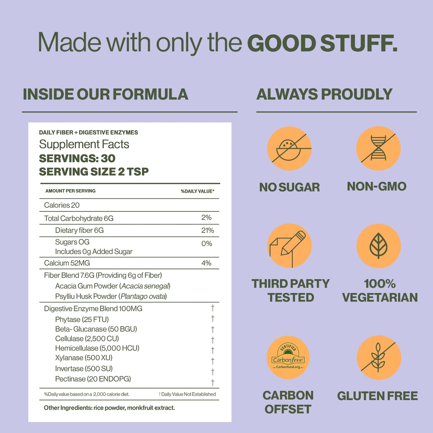 Hilma Daily Fiber & Digestive Enzymes | Fiber Powder with Psyllium Husk & Acacia – Gluten Free, Vegan, 30 Servings