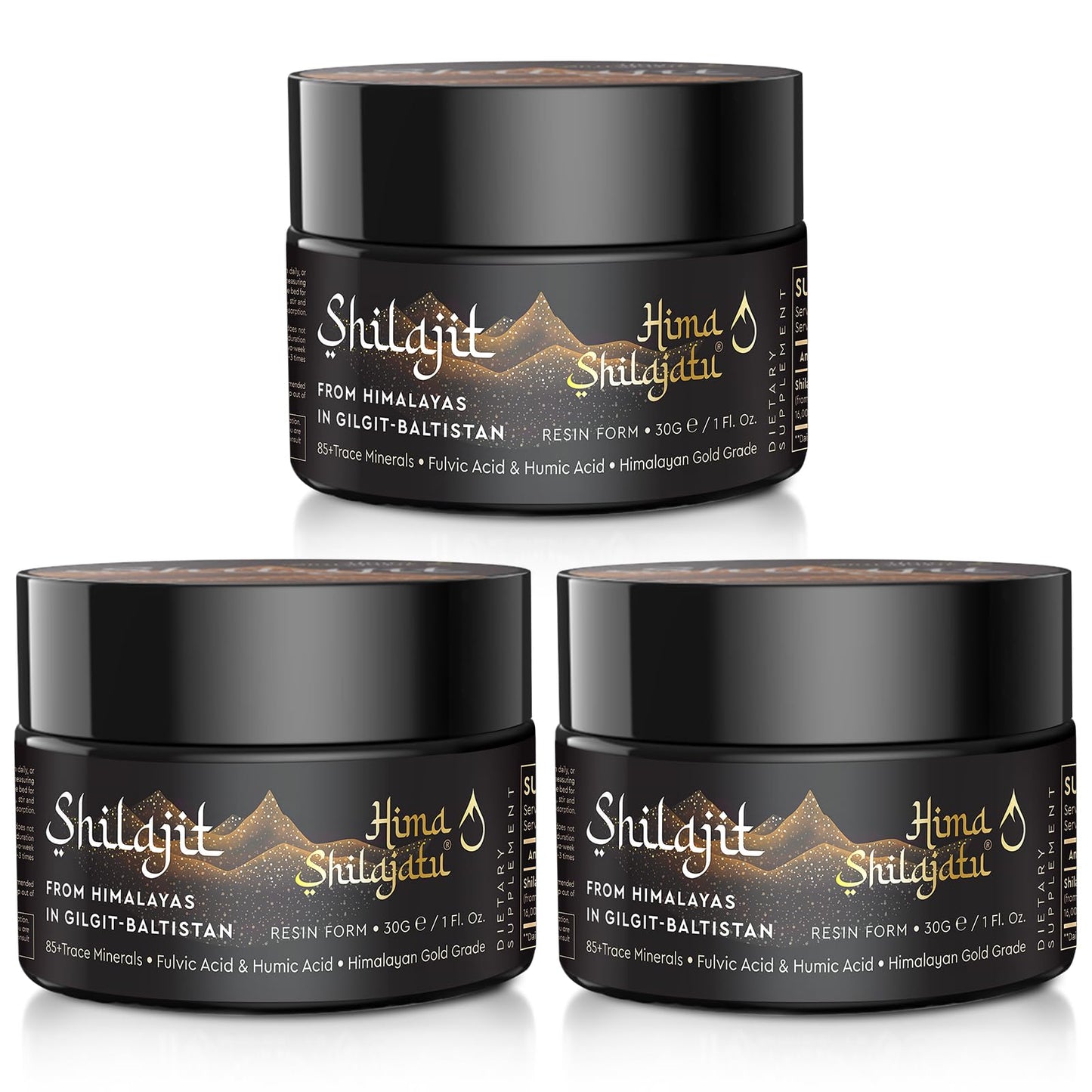 Hima Shilajatu Shilajit Resin – Gold Grade, 100% Pure, 85+ Minerals | 3-Pack (6 Months)