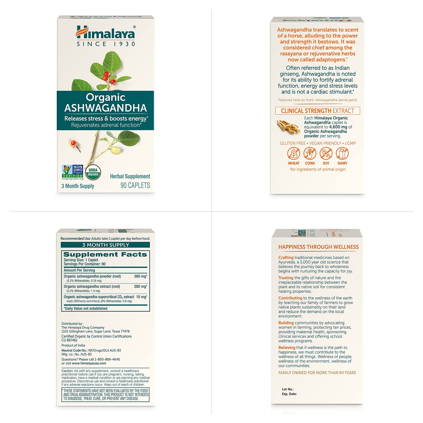 Himalaya Organic Ashwagandha Root - 90 Day Supply | Stress & Adrenal Support