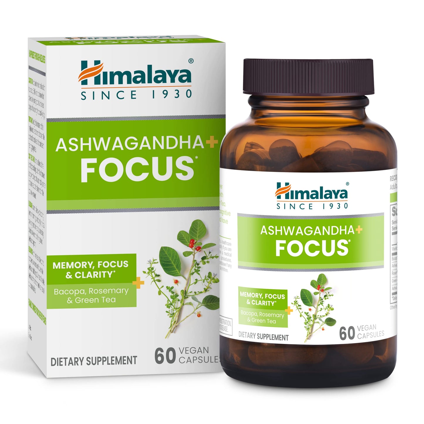 Himalaya Ashwagandha+ Focus – Nootropic Memory & Clarity (Vegan, Non-GMO)