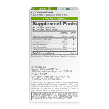 Himalaya Ashwagandha+ Focus – Nootropic Memory & Clarity (Vegan, Non-GMO)