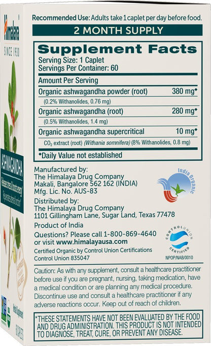 Himalaya Organic Ashwagandha Root – 120 Day Supply | Stress Relief & Energy Support