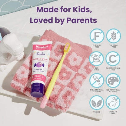Himalaya Botanique Kids Toothpaste with Xylitol - Bubble Gum, SLS Free, Fluoride Free, 4 oz