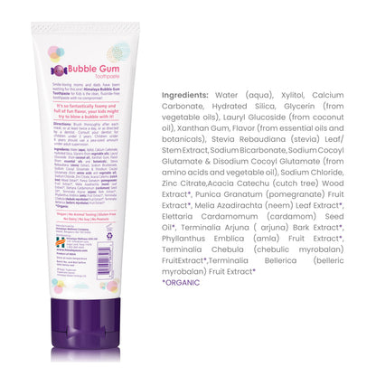 Himalaya Botanique Kids Toothpaste with Xylitol - Bubble Gum, SLS Free, Fluoride Free, 4 oz