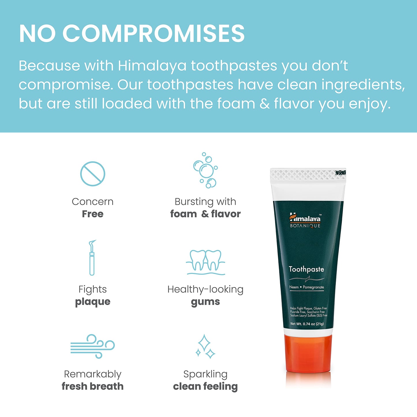 Himalaya Botanique Neem & Pomegranate Travel Toothpaste – Fluoride Free, SLS Free, Vegan, Gluten Free, Mint – 0.74 oz Travel Size (Pack of 20)