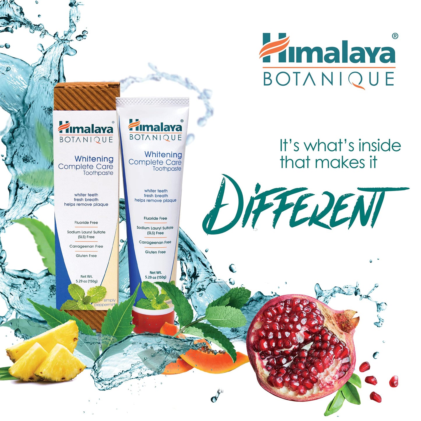 Himalaya Botanique Complete Care Whitening Toothpaste - Peppermint, Fluoride Free (5.29 oz, 4 Pack)