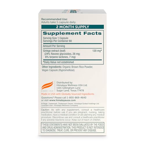 Himalaya Ginkgo Biloba 120 mg | 60 Day Supply | Memory & Focus Support