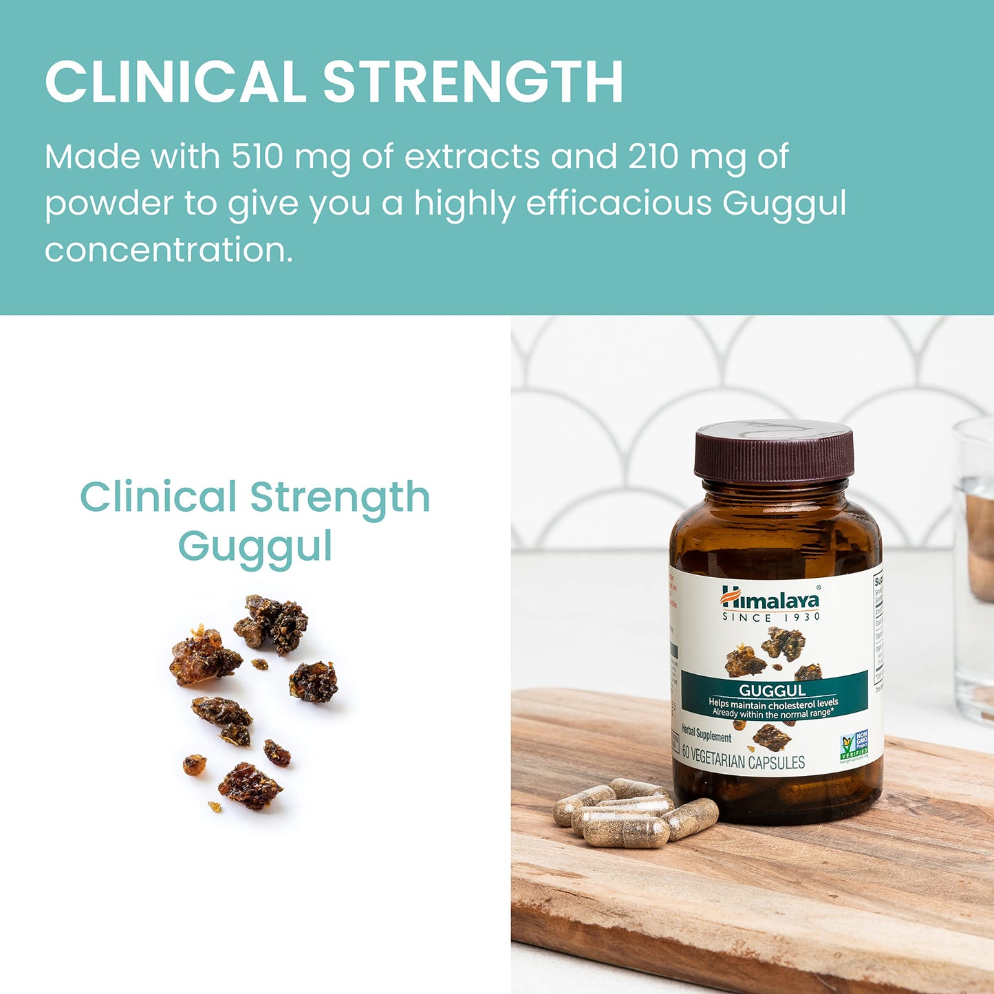Himalaya Guggul - Cholesterol Support (LDL, HDL & Triglycerides) 750 mg, 60 Vegetarian Capsules, 1 Month Supply, 2 Pack