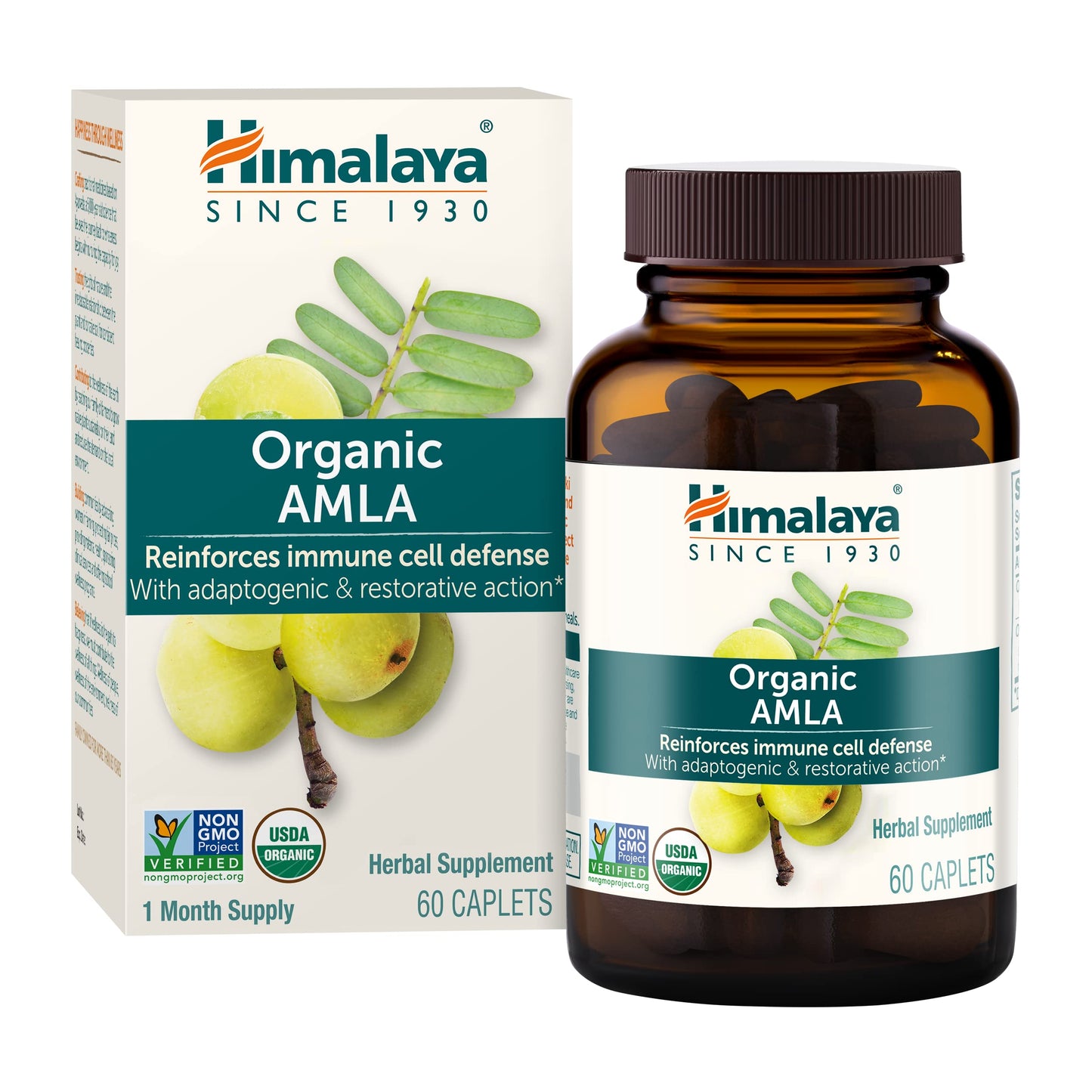 Himalaya Organic Amla - Immune Support, Adaptogen & Antioxidants, 600 mg, 60 Caplets | USDA Organic