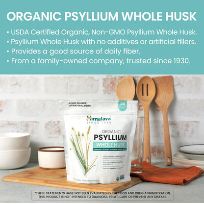 Himalaya Organic Psyllium Whole Husk - Daily Fiber, 12 oz (USDA Organic, Non-GMO)