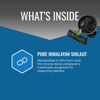 Approved Science Pure Himalayan Shilajit - 50% Fulvic Acid - 30:1 Extract - 60 Vegan Capsules | High-Potency Supplement