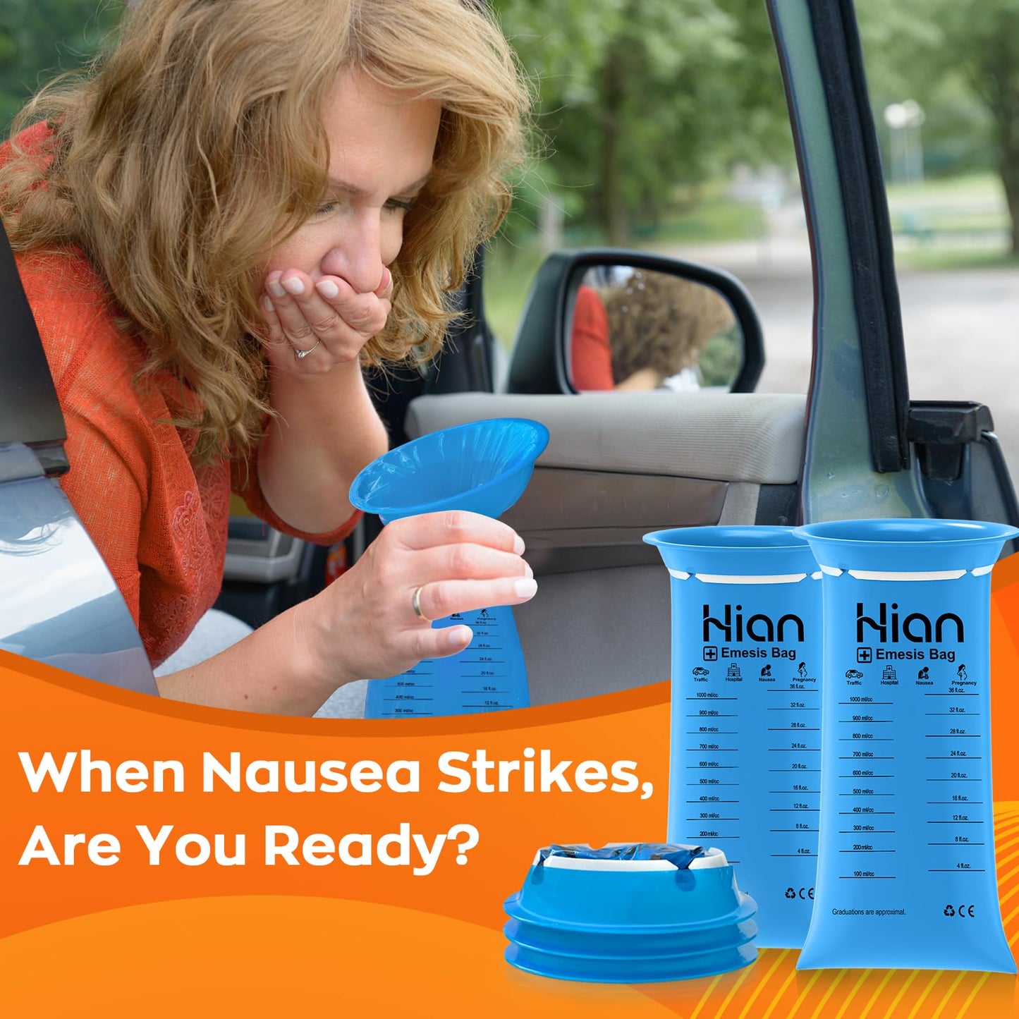 Hion Vomit Bags Disposable – 26 Pack, 1000ml Emesis Bags | Leak-Resistant, Medical-Grade & Portable
