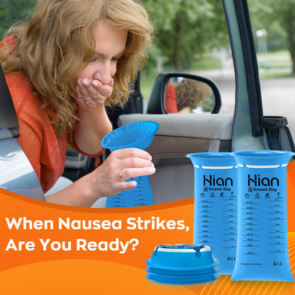 Hion Vomit Bags Disposable – 35 Pack 1000ml Emesis Bags | Leak-Resistant, Portable for Travel & Pregnancy