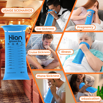 Hion Vomit Bags Disposable – 35 Pack 1000ml Emesis Bags | Leak-Resistant, Portable for Travel & Pregnancy